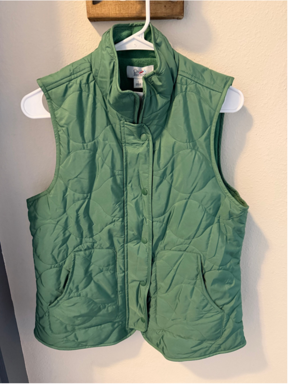 Croft & Barrow Quilted Fleece Lined Vest Green Size S NWT